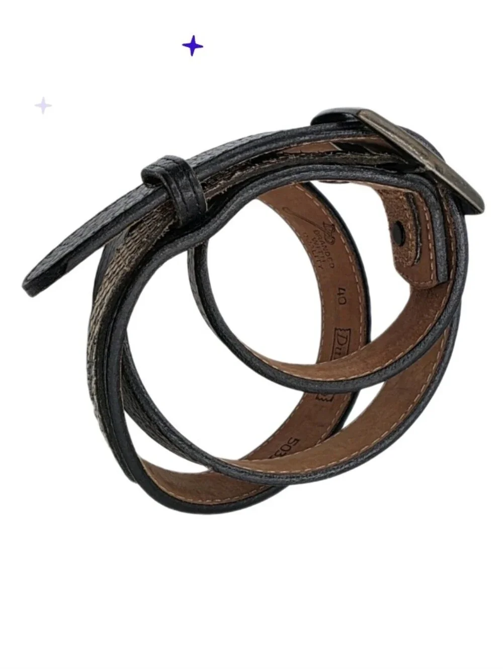 Men's Leather Belt Dundee Python Black Size 40 Snakeskin Western Preppy Casual